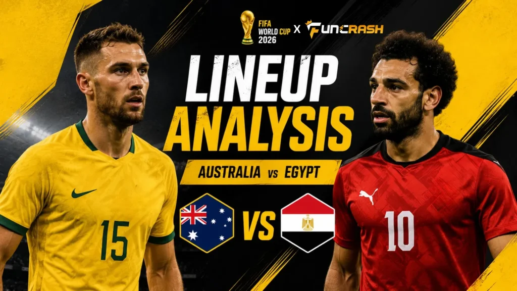Australia and Egypt players line up before their World Cup 2026 knockout match at Dallas Stadium as fans await kickoff.