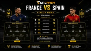 France vs Spain semifinal preview with expected lineups, injury updates, squad metrics, and key battles at Dallas Stadium.